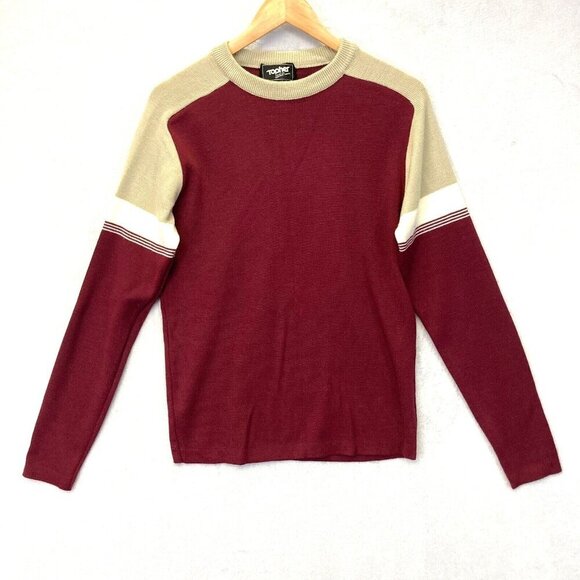 Vintage Topher Colins Canada Wool Blend Sweater Raglan Sleeve Mens Medium M Red - Picture 1 of 16